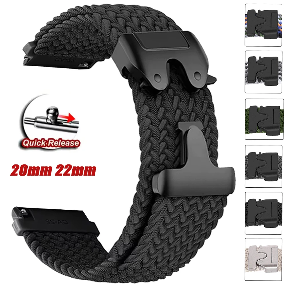 Bracelet de montre en nylon parachute pour Amazfit Bip Max Bip6 5 UNITY Bip3 U S Pro 20mm 22mm, bracelet de sport pour Amazfit Balance 2/Cheetah 2