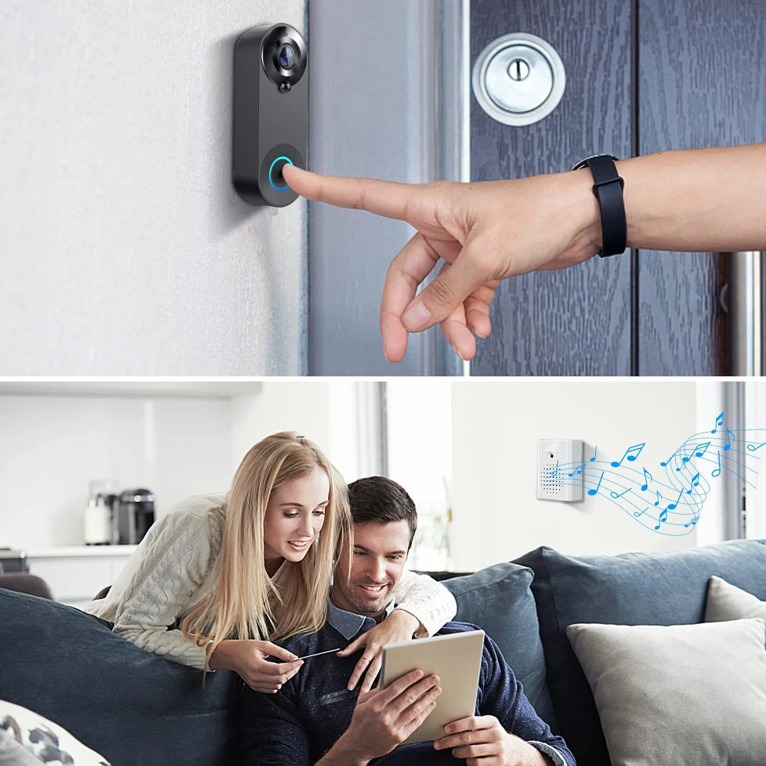 Tuya Smart Home-timbre inalámbrico con WIFI, videoportero con cámara para protección de seguridad, detección de movimiento PIR, 1080P