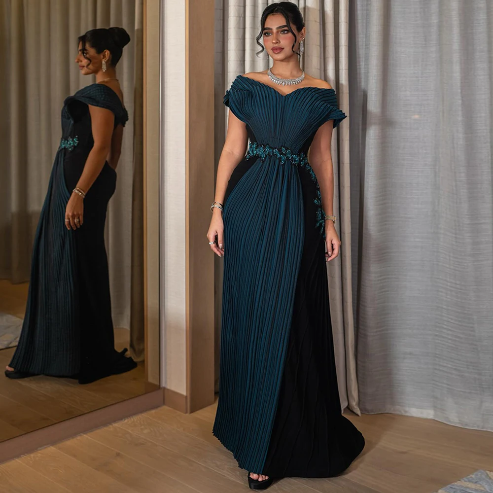 Mermaid Evening Dress Off-Shoulder Beaded Floor-Length