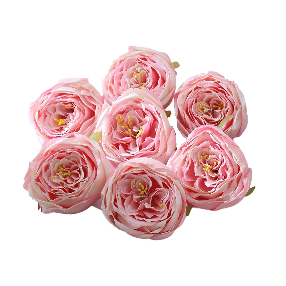 20pcs Tea Bud Rose Artificial Silk Peony Flower Head For Wed Home Decor Birthday Party Accessories DIY Garden Vases Fake Flowers