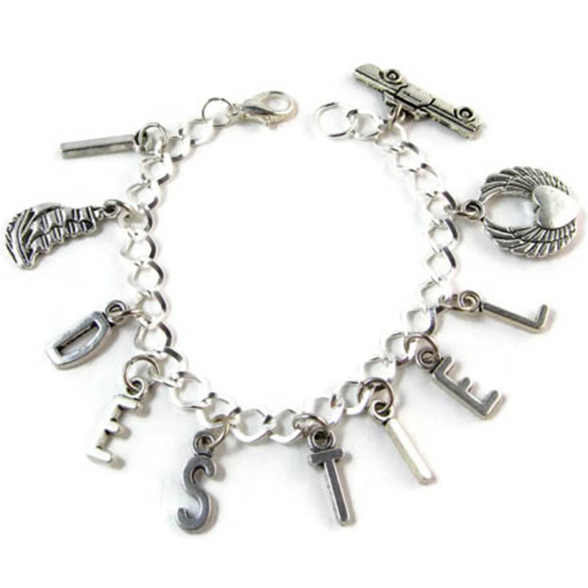 Super natural  Inspired Bracelet I Ship Destiel Charm Silver Tone Castiel