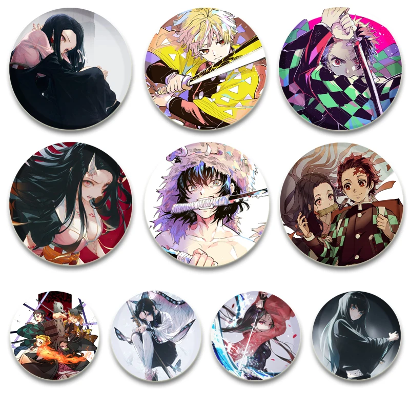 Kochou Shinobu Tsuyuri Kanao Kamado Tanjirou Kamado Nezuko Brooch Demon Pin Agatsuma Zenitsu Kanroji Mitsuri Demon Anime Badge