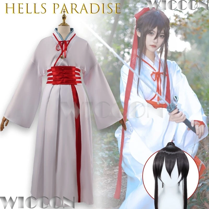 Disfraz Casual de Cosplay de Hells Paradise Gakushu Maru, Sasame Yamada Asaemon, Toma, Convictos Exiliados, con Detalles de Tatuaje de Tinta Negra