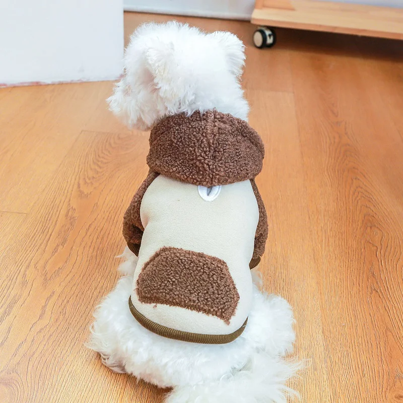 Pet Dog Hoodies Berber Fleece Dog Clothes with Buckle Warm Plush Puppy Sweater Cute Cat Hoodies Pet Sweatshirt Dog Jacket Coat