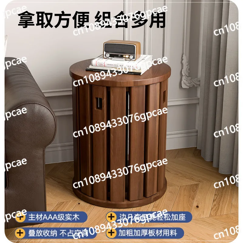 Stackable Stool Modern Dining Table Stool Log New Chinese Stacked Music Solid Wood Round Stool Coffee Table Household