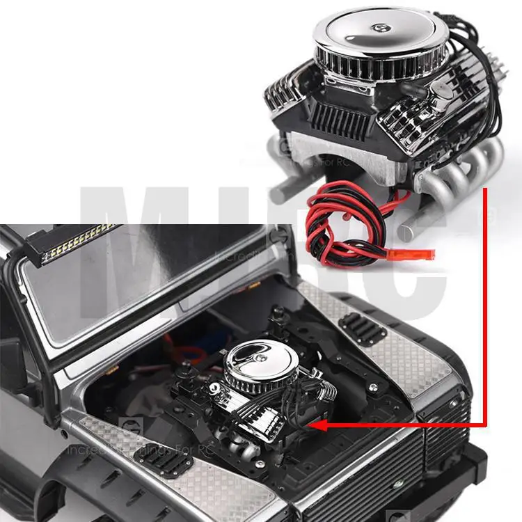 

Rc Car F82 V8 Simulate Engine Motor Cooling Fans Radiator For 1/10 Rc Crawler Trax/as Trx-4 Axial Scx10 90046 Redcat Gen8 G500