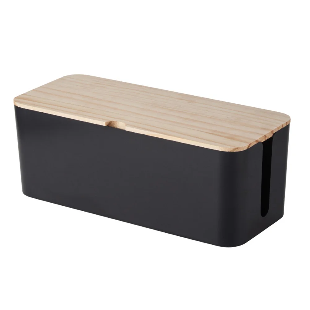 Socket Storage Box Cable Organizer Durable Plastic Wood Material Desk Office Use Clutter Free Wire Management Socket Storage Box