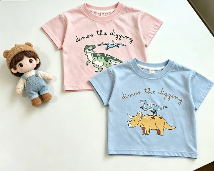 Toddler Summer T-Shirt Dinosaur Prints Soft Thin Cotton Tops Perfect For Boys And Girls 9M-6T Little Kid Clothing Kid Home Wear