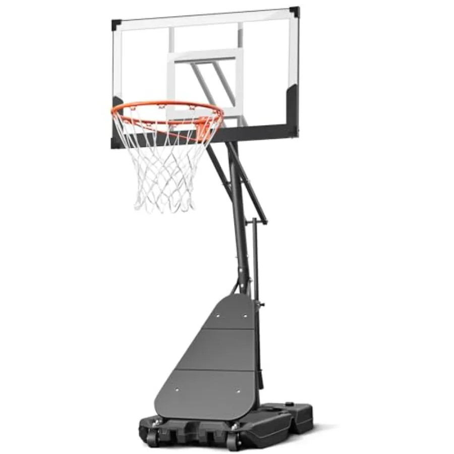 Basketball Hoop for Poolside Portable Court Use, Shatterproof 40Inch Backboard, Rust-Resistant Steel, Black/Gray, Height Adjust