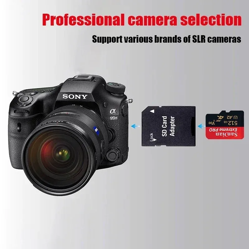 Cartões de Memória de Alta Velocidade para Smartphone, Mini Cartão SD, Classe 10, TF /SD Card, Memória 4K Ultra-HD, 512GB, 128GB, 1TB, 2TB