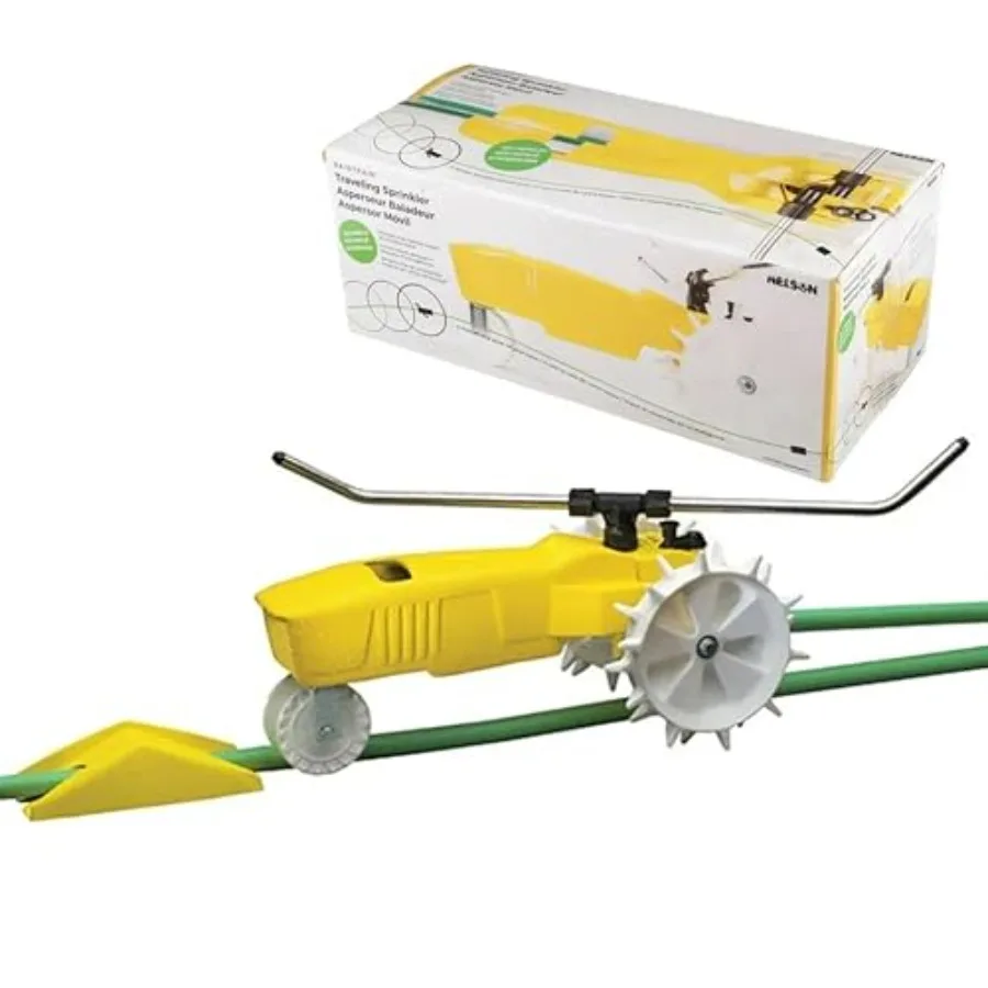

Rain Train 13500 Square Feet Cast Iron Outdoor Lawn Traveling Water Sprinkler for Yard and Garden with Auto Shut Off Yellow