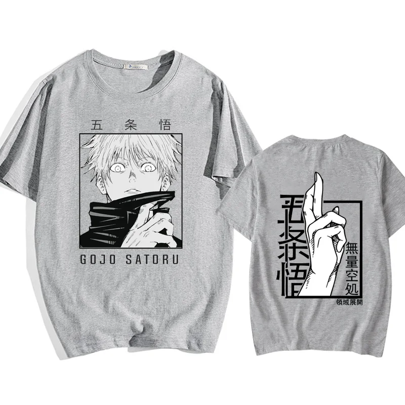 Japanese Anime Punk Gojo Satoru Printed Loose T-shirt Harajuku Casual Y2k Streetwear Tops 100% Cotton