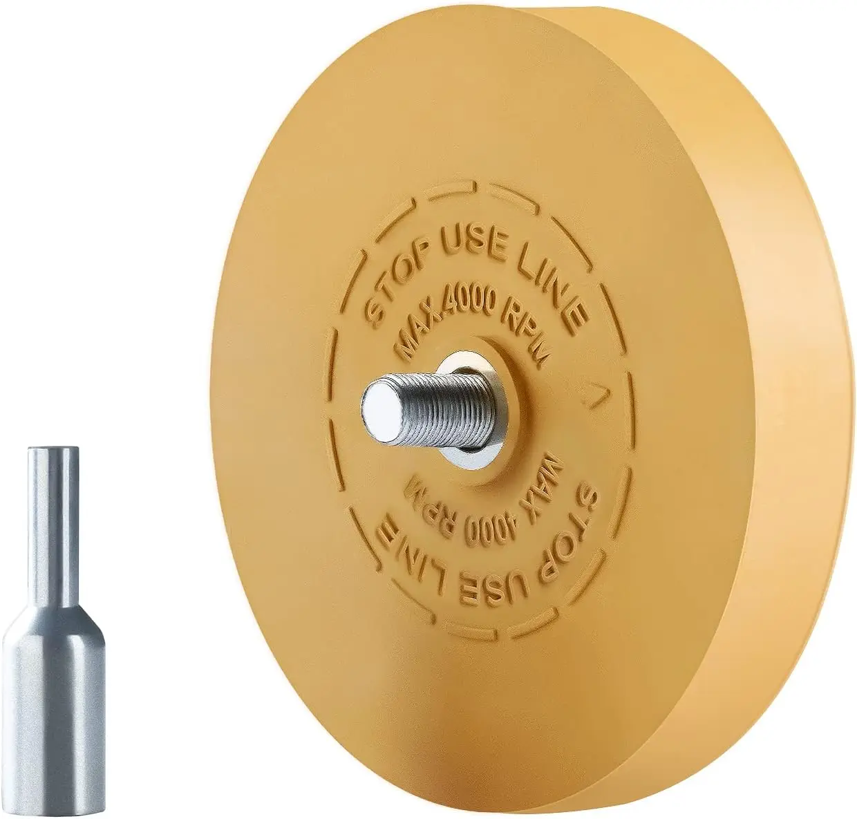 

3.5" Rubber Decal Remover Wheel for Cars-Adhesive Stripe Eraser Tool with Drill Adapter, Safe on Enamel/Clearcoat (4000 RPM Max)