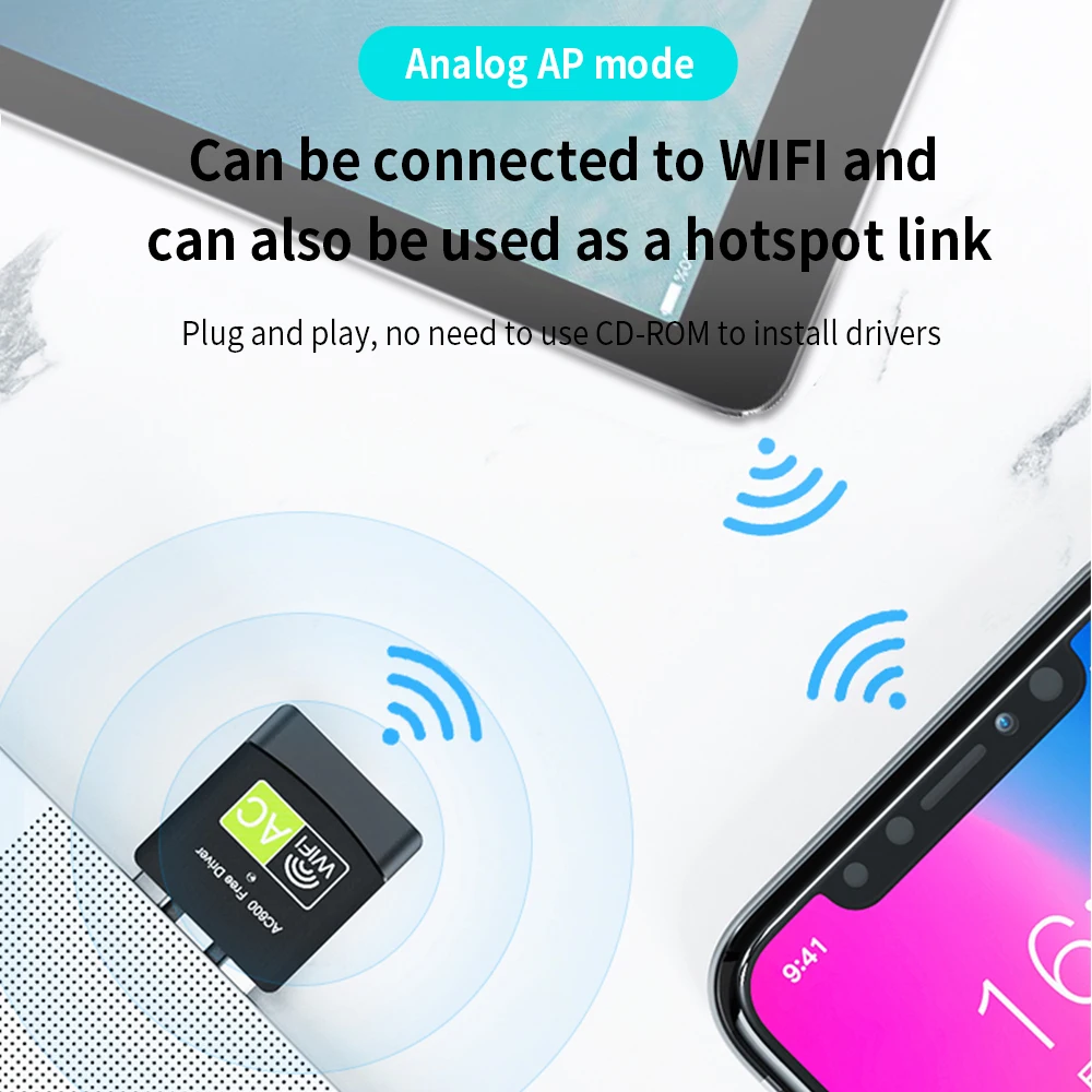 TISHRIC Dual- Band Wifi Adapter 600Mbps USB Wireless Network Card Ethernet Receiver Network Card For PC Desktop Laptop