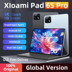 Versione globale Pad originale 6S Pro HD 4K Android 14.0 Snapdragon 888 11 pollici 16GB + 1TB 10000mAh Tablet PC 5G Dual SIM WIFI Mi Tab