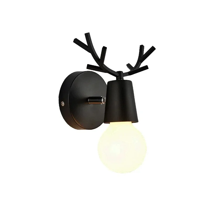 

Nordic Deer Head 7 Colors Wall Lamp Led Modern Minimalist Bedroom Bedside Creative Antler Aisle Lighting