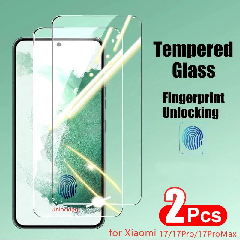 2–3 Stück klare Fingerabdruck-Entriegelungsfolie aus gehärtetem Glas für Xiaomi 17 Pro/17 Pro Max Mi Full Cover Displayschutzfolie