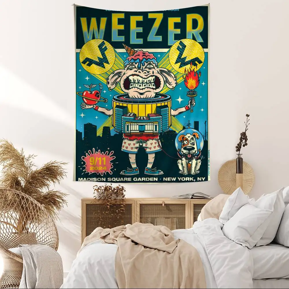 Music Band Retro W-weezerS Vintage Colorful Tapestry Wall Hanging Hanging Tarot Hippie Wall Rugs Dorm Wall Art Decor