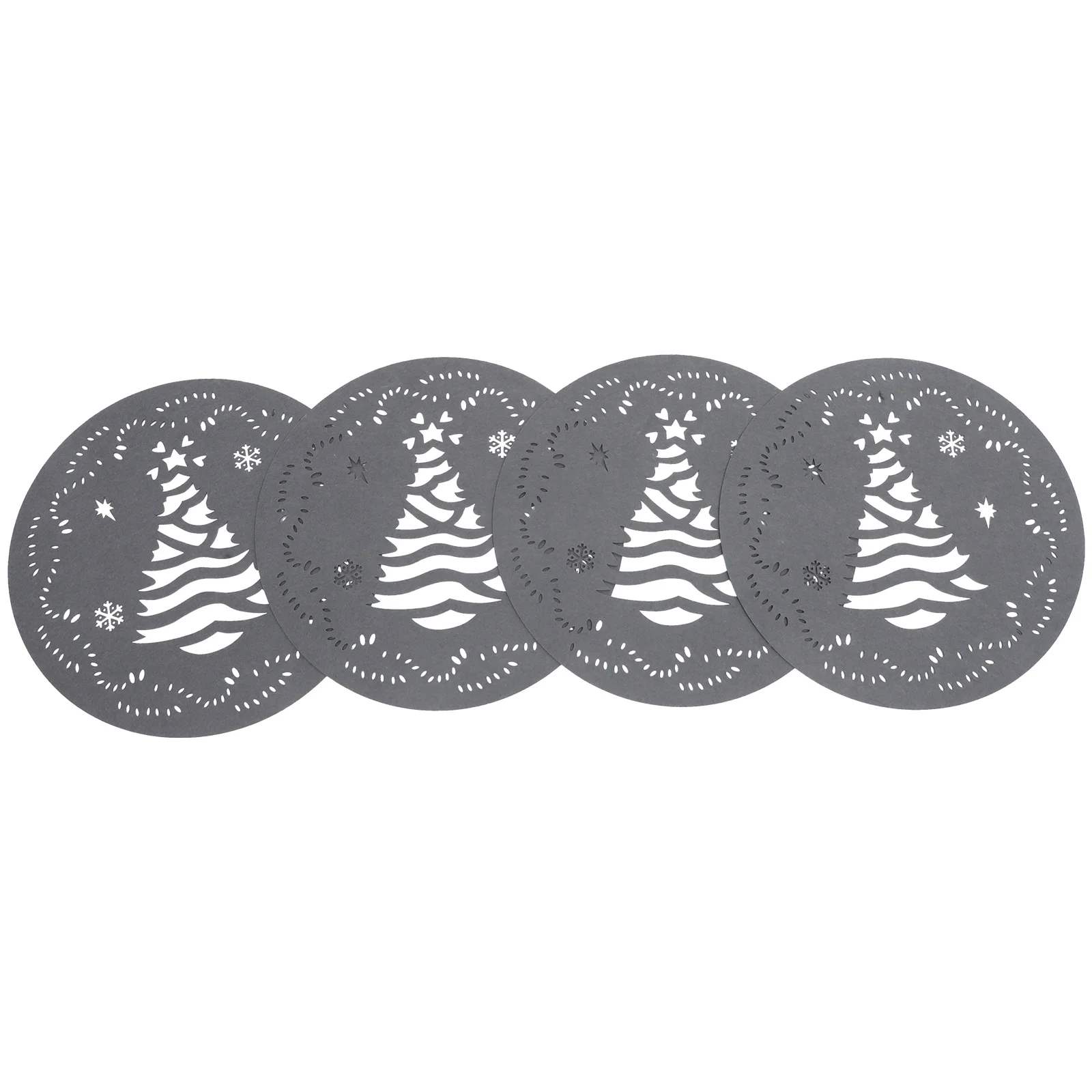 

4pcs Christmas Tree Coasters Festive Place Mats Dark Grey Anti Skid Tabletop Accessories Home Bar Hotel KTV Party