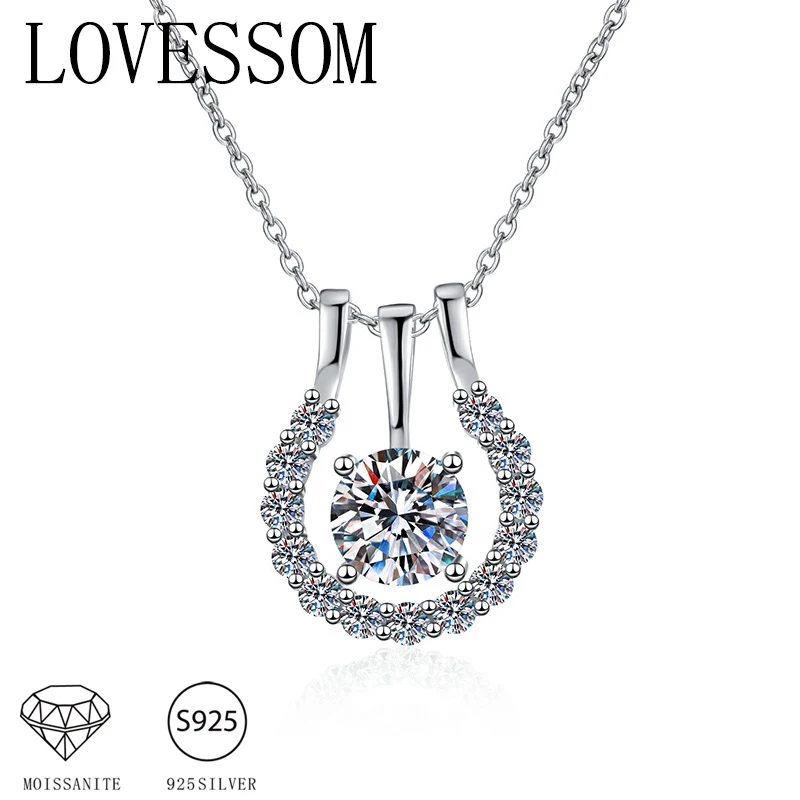 

Ожерелье из двух частей из серебра 925 пробы с 1-каратным муассанитом для мужчин и женщин, простое и универсальное, модное и элегантное.