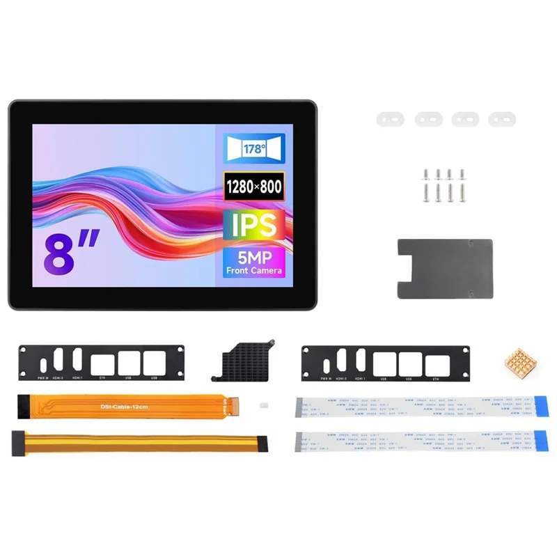라즈베리 파이 5- 1280X800 해상도를 위한 5MP 전면 카메라를 갖춘 효율적인 8인치 산업용 HMI 터치 디스플레이 화면