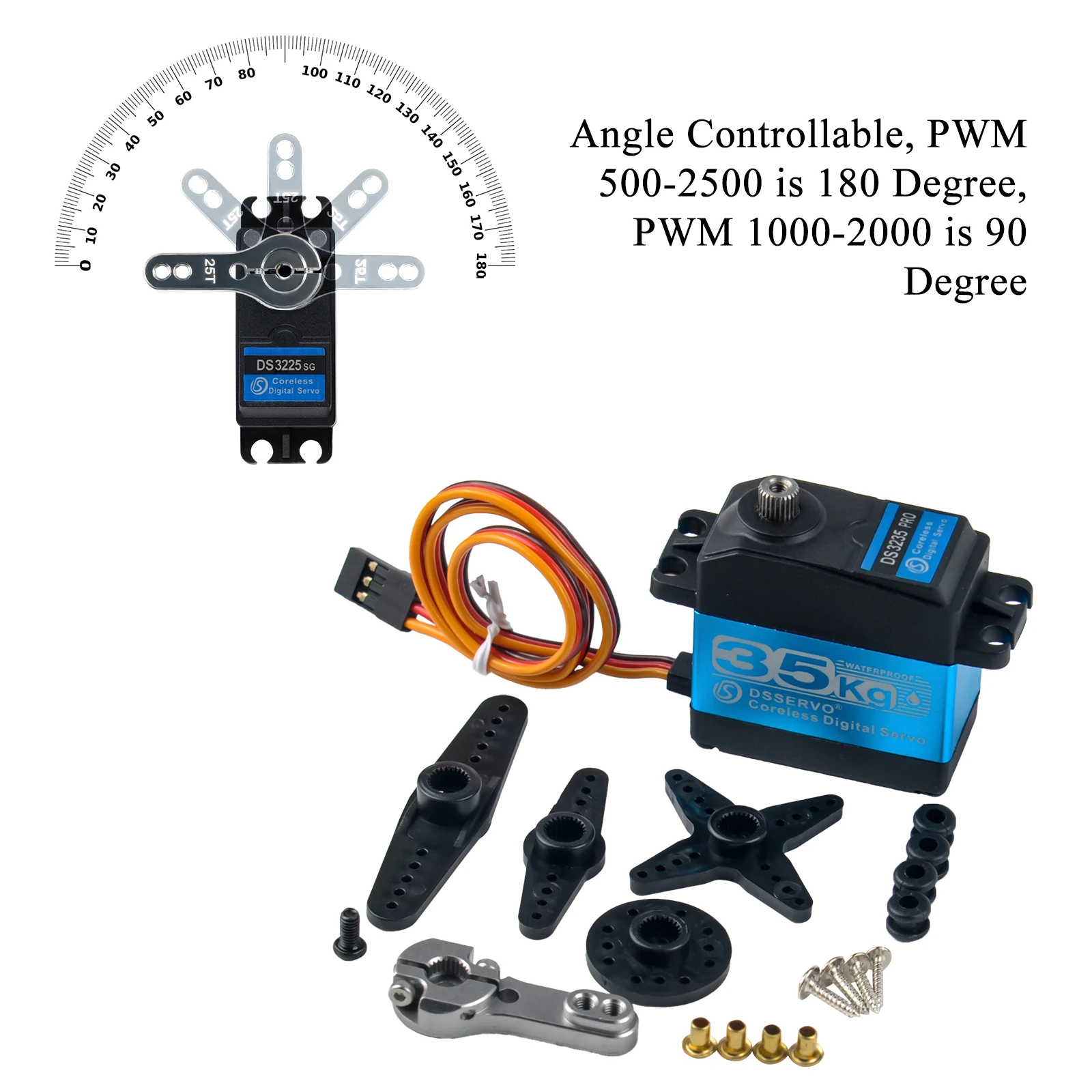 DS3235 PRO Coreless Digital Servo Motor de engrenagem de aço inoxidável à prova d'água 180/270 graus para 1:8 1:10 1:12 RC Baja Car Robot