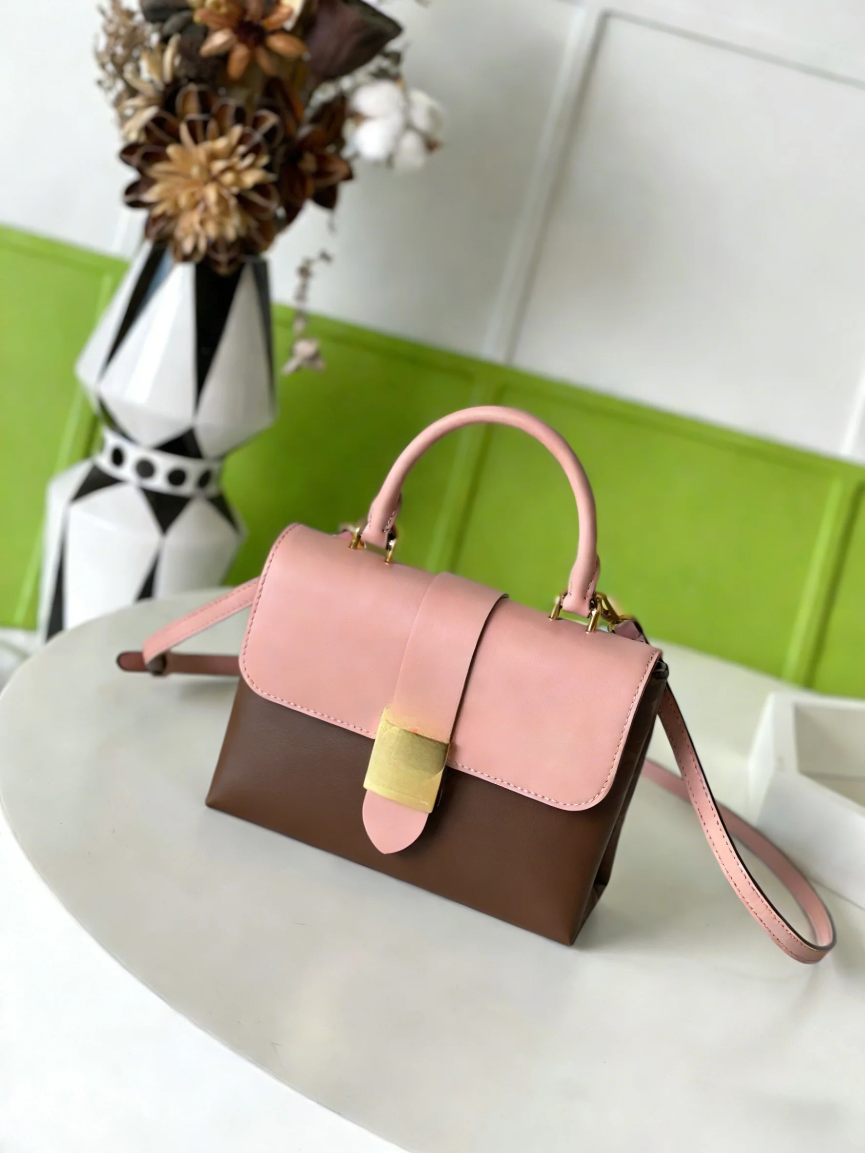 

Summer Office Ladies Cowhide Genuine Leather Handbag Flap Colors Panelled Women Small Totes Shoulder Bag Crossbody Messenger Bag