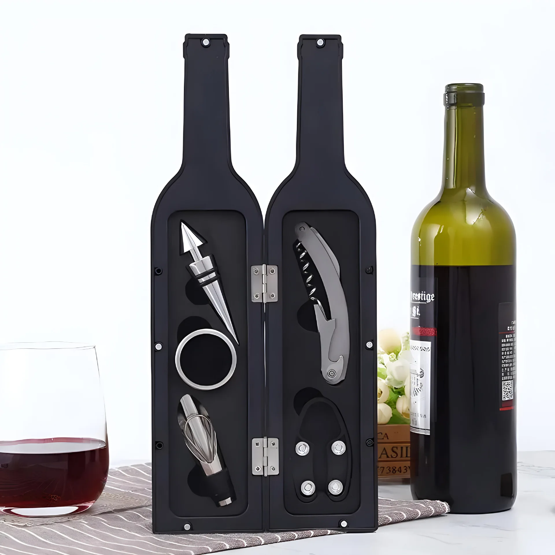 Red Wine Set Large Wine Bottle Five-piece Set of Red Wine Tools Box Bottle Opener Wine High-end Wine Gifts