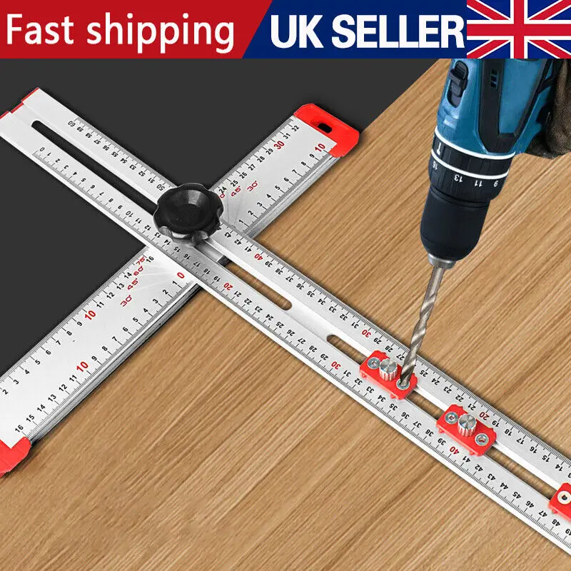 Woodworking T Square Ruler Aluminum Drilling Positioning Ruler for Carpentry