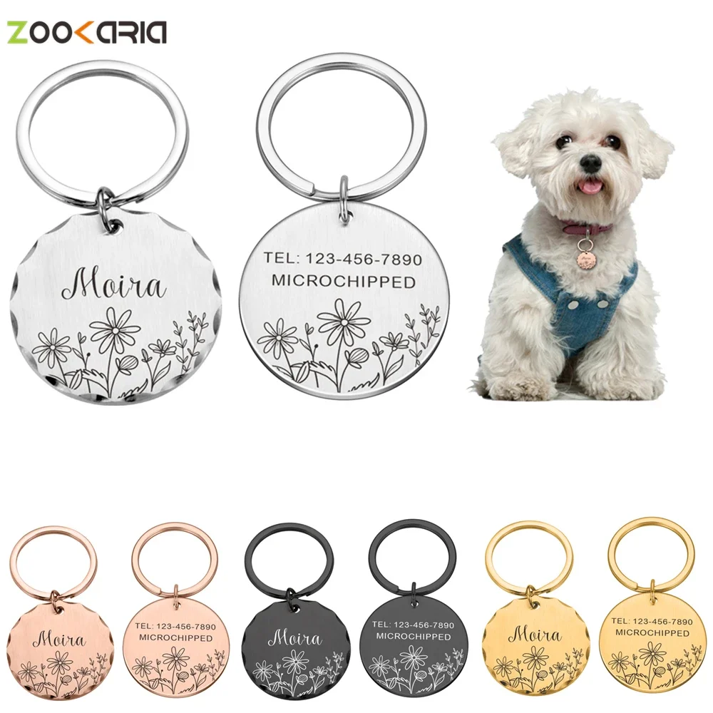 Personalized Dog Plate Cat ID Tag Engraved Collar Accessories Customized Puppy kitten Collar Pendant Jeweled Key Anti-lost Tags