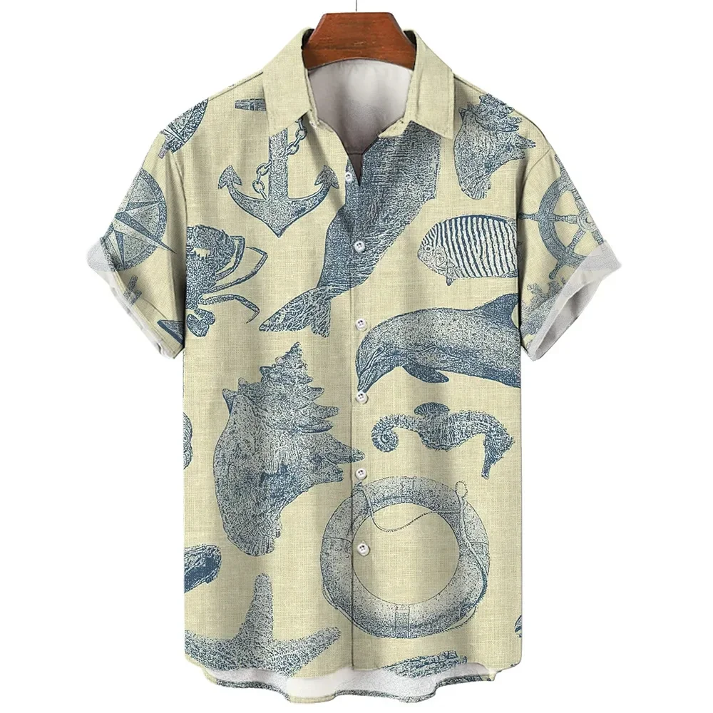 Camisa de manga corta con solapa para hombre y mujer, camisa informal con estampado 3D, botones, ropa de calle de gran tamaño, Unisex