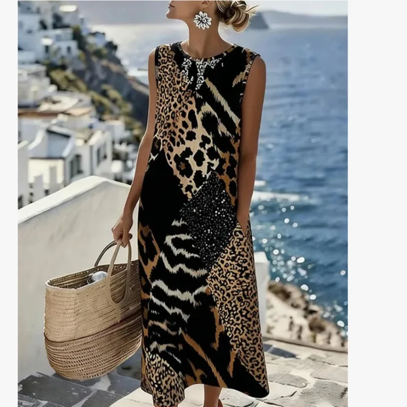 

2026 Leopard Print Creative Pattern 3D Personalized Short Sleeve Girls Summer Loose