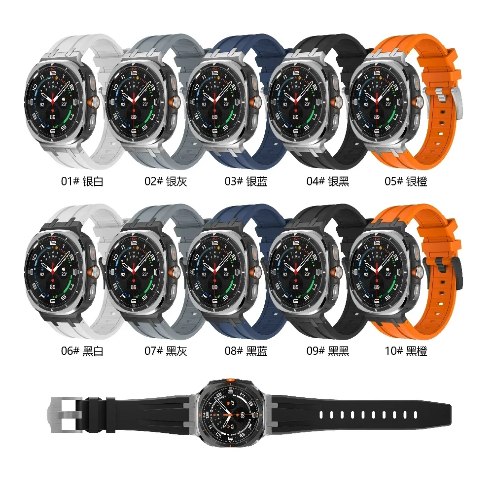 Correa de silicona líquida para Samsung Galaxy Watch 8 Ultra 47mm pulsera de silicona conectada de Metal Galaxy Watch 7 Ultra47mm