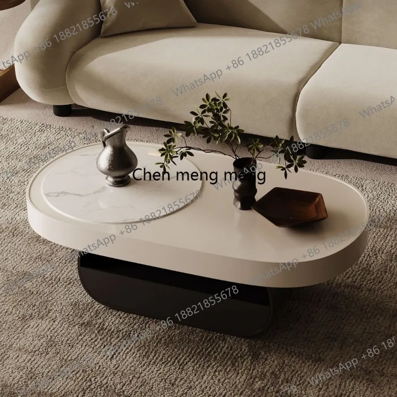 

Rock slab coffee table living room household small apartment Italian modern simple minimalist oval coffee table