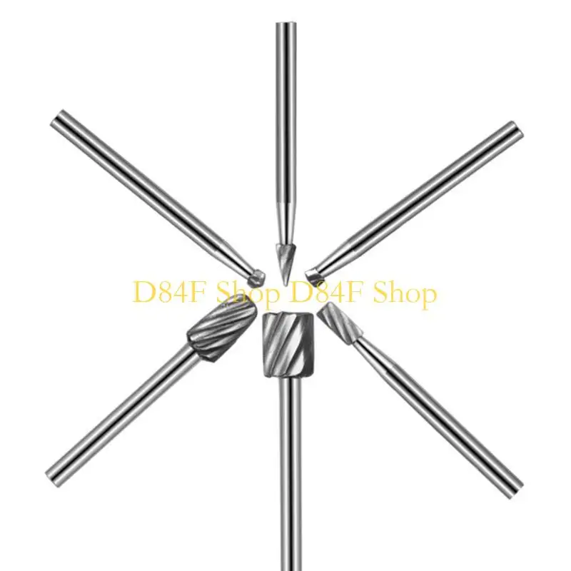 D84F 6Pcs Carving Drill Bit Engraving Bit 3mm Shank Grinder Burr Milling Cutter Tool