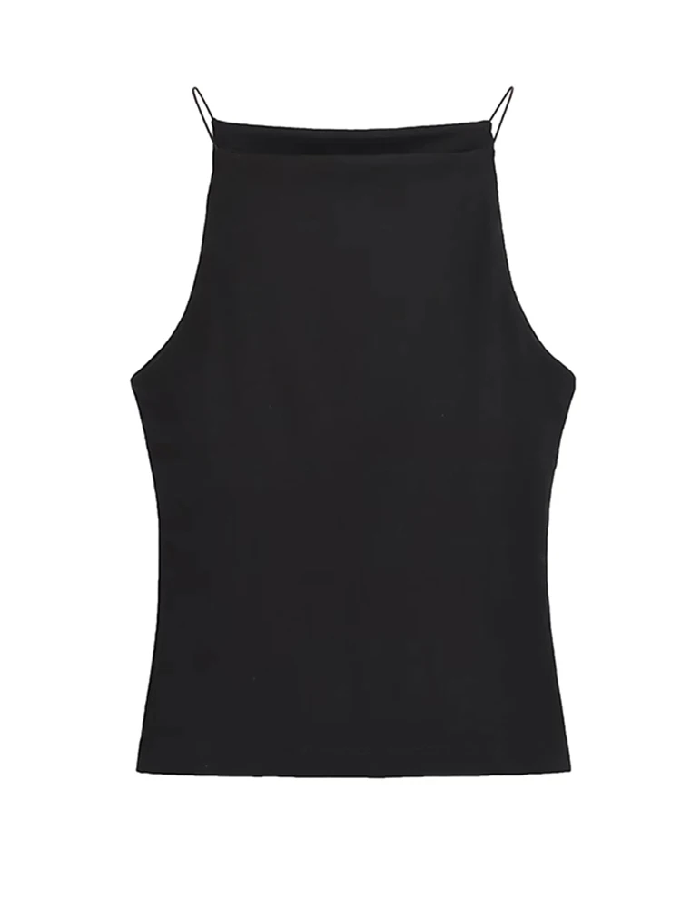 Women's Solid Color Halter Tank Top Sleeveless Vest Thin Straps Camisole Summer Casual Fashion Wear