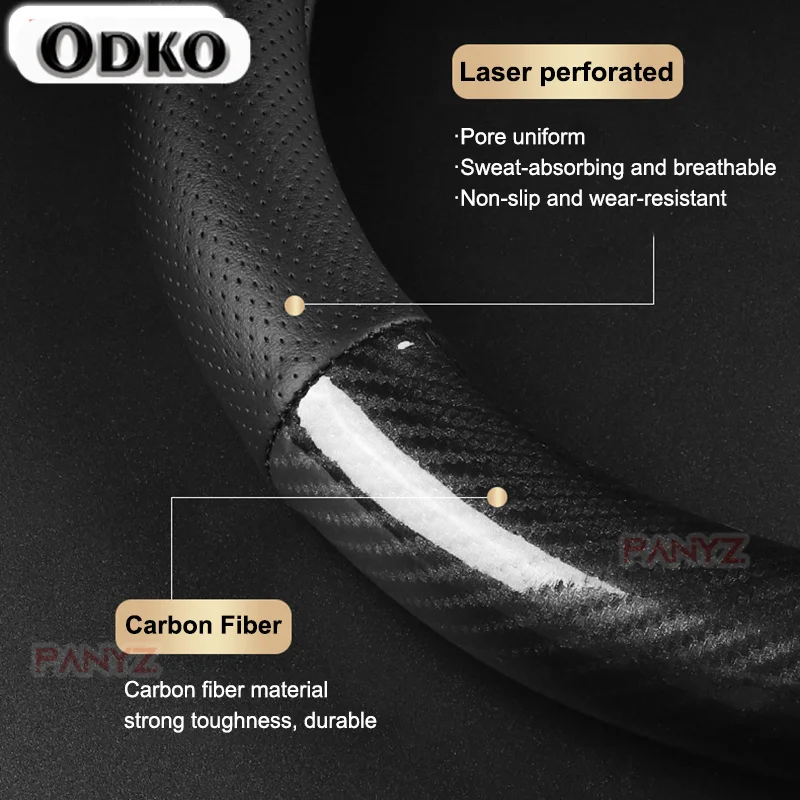 Carbon+Leather Universal Car Steering Wheel Cover For Toyota kIa Benz Volkswagen Ford Audi tesla Honda non-slip High face value