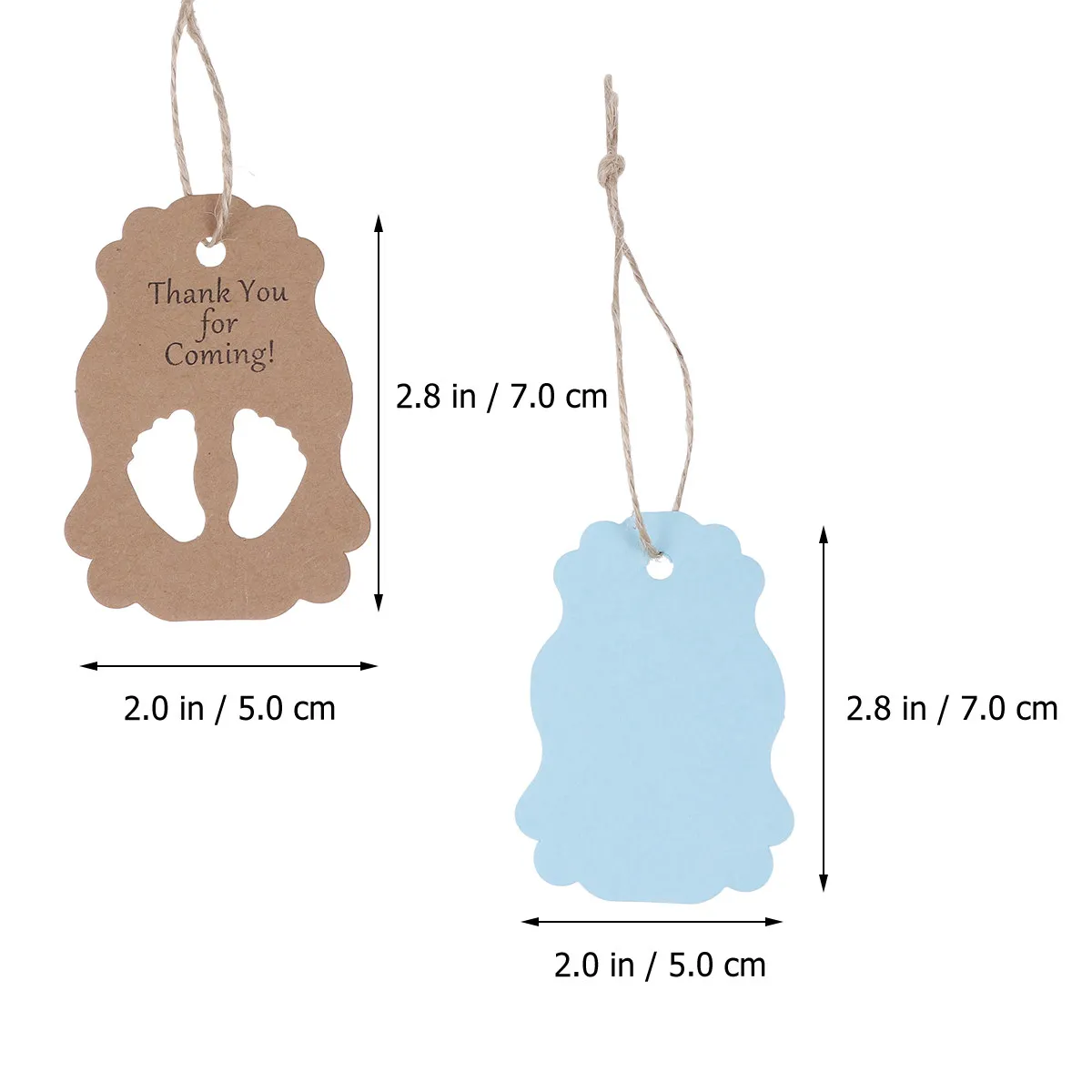 50Pcs Kraft Paper Hanging Tags Shower Thank You Favor Gift Tags for Party Scrapbooking DIY Crafts