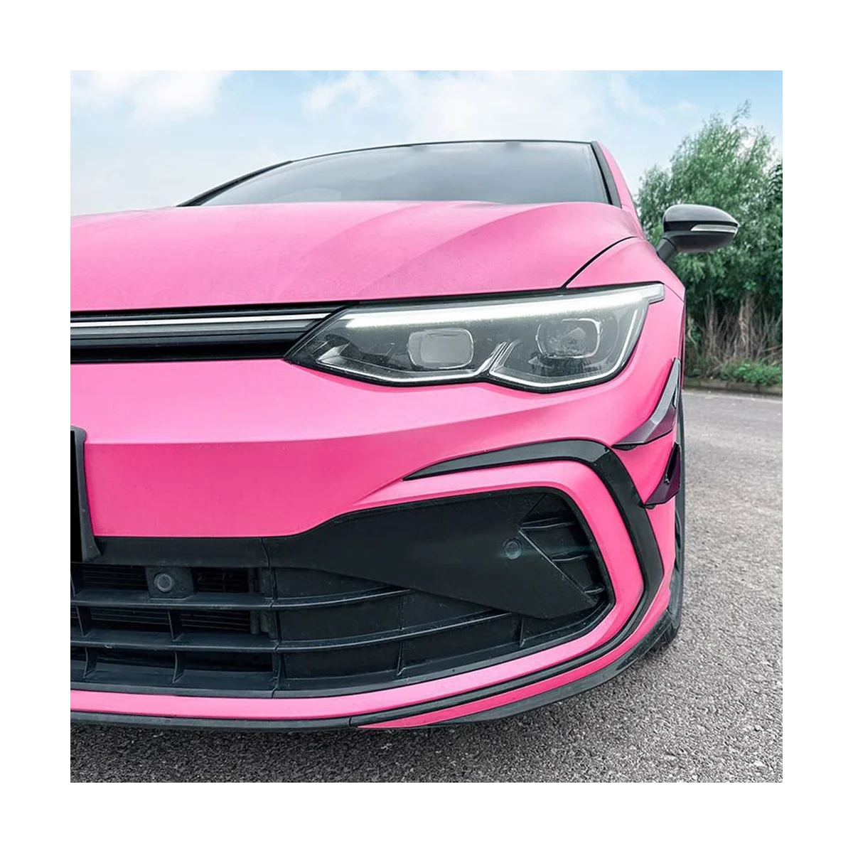 Car Bright Black Front Bumper Side Splitter Spoiler Trim Fog Light Canard for VW Golf MK8 Standard GTI Rline 2021-2023