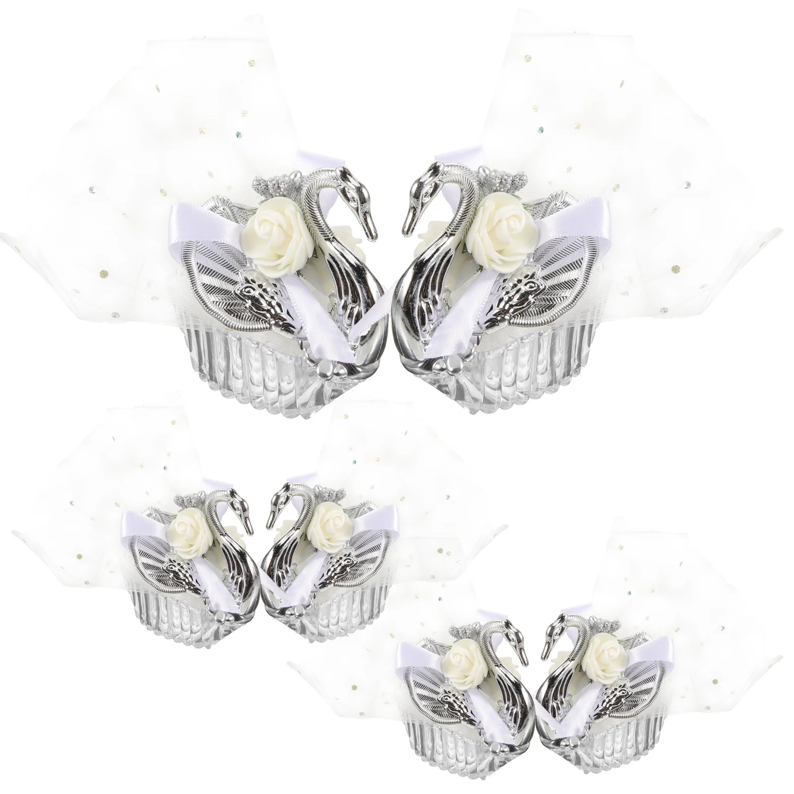 

6pcs Swan Shape Candy Box Decorative Gift Packaging Box Party Favors Storage Container Wedding Baby Shower Home Use Cookie Snack
