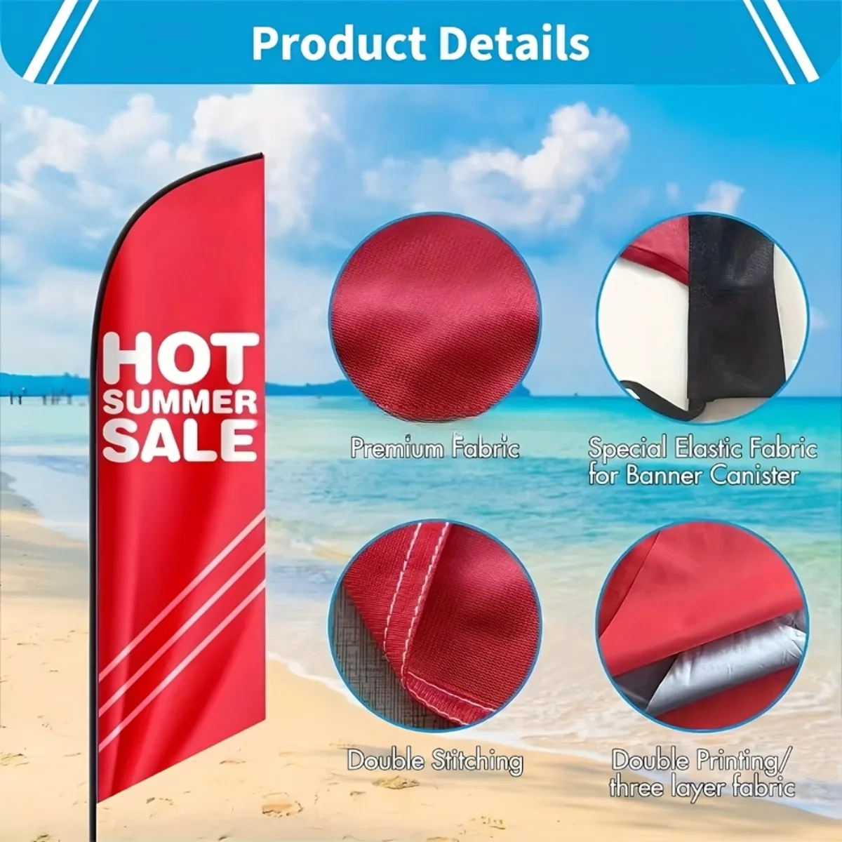 Custom Logo Feather Flag Teardrop Advertising Banner Outdoor Polyester Beach Flag for Shop Store Business Promotion no pole