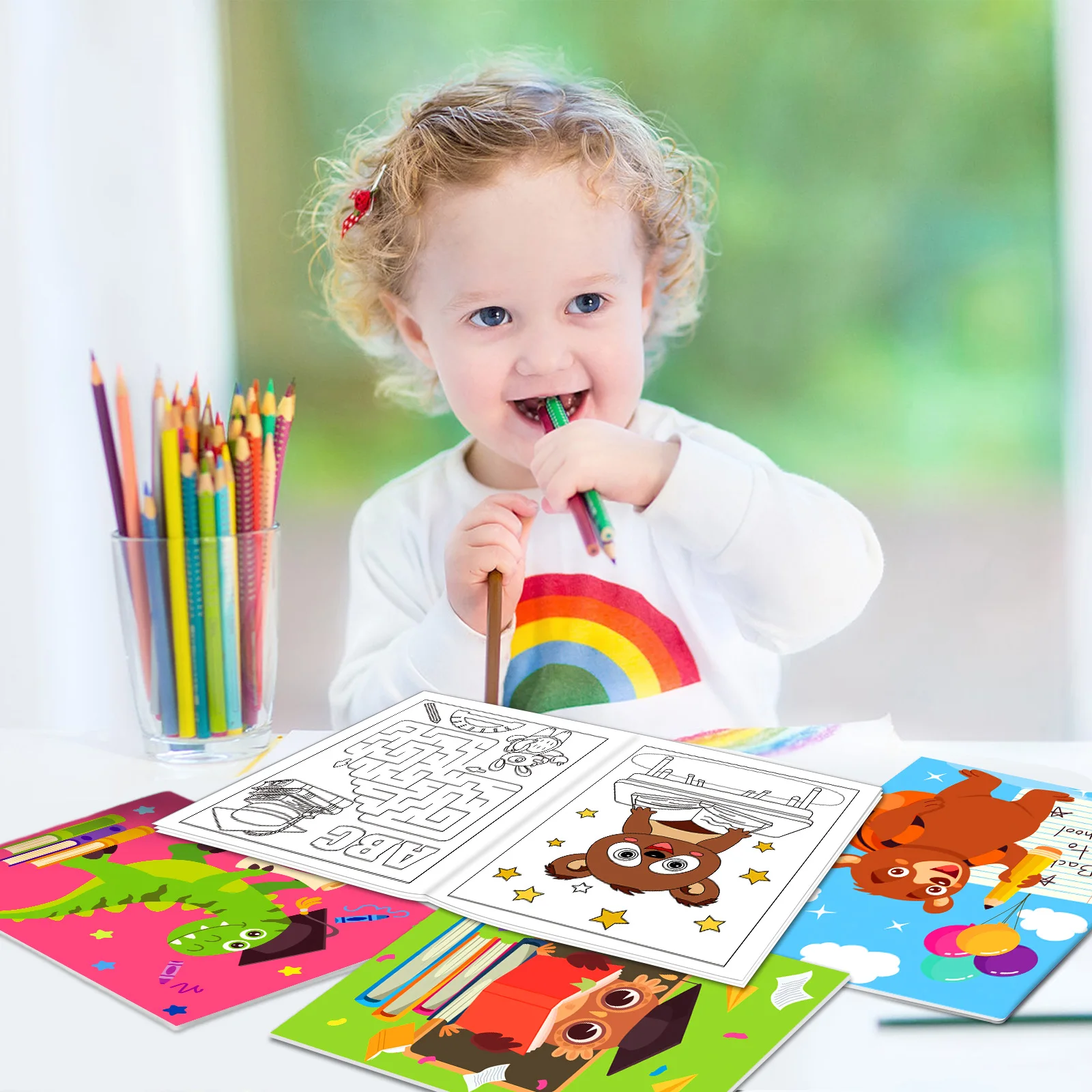 42Pcs 유치원 졸업 어린이를위한 미니 색칠하기 책 유치원 학교 교실 파티는 작은 활동 책을 선호합니다 대량