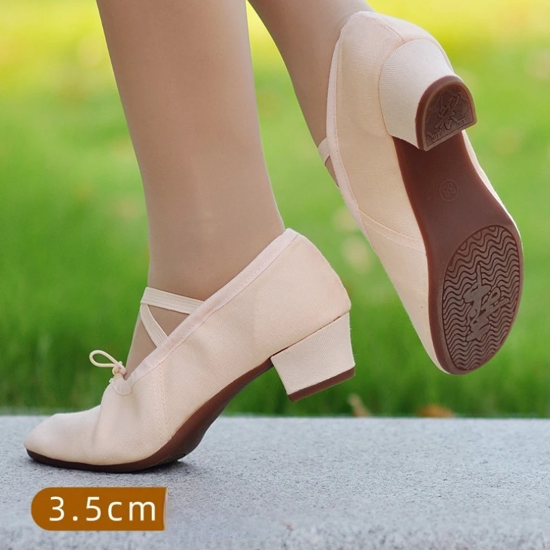Scarpe da ballo professionali Scarpe da danza del ventre latino con suola morbida da donna Tacco medio per adulti Suola in gomma per esterni