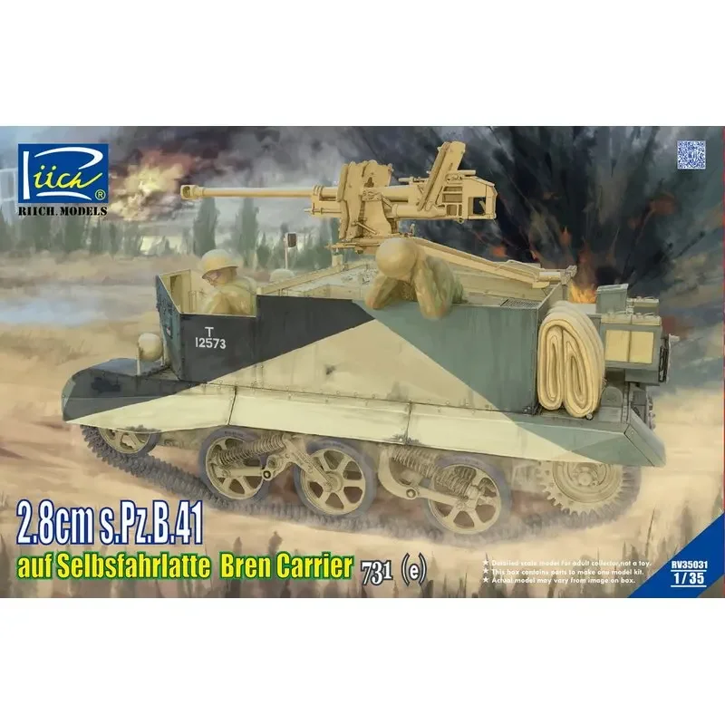 Riich Models RV35031 1/35 2.8cm s.Pz.B.41 auf Selbsfahrlatte Bren Carrier 731(e) - Assemble Scale Model Kit