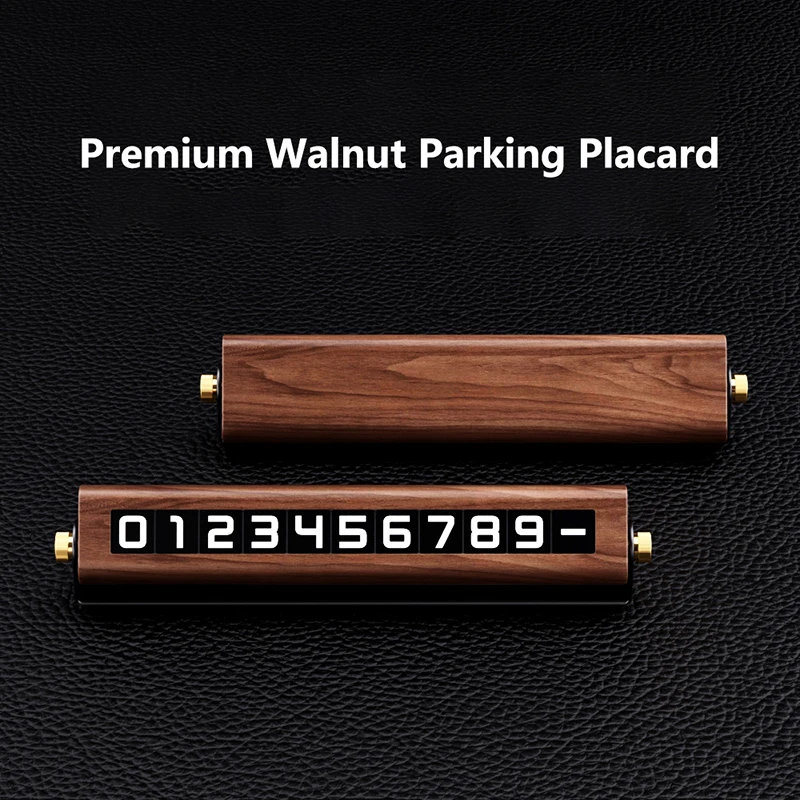 Solid Wood Movable Parking Sign with Night Light Hidden Parking Number Plate Temporary Parking Card Car Interior Decor