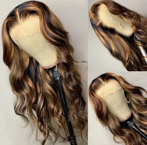 13x6 Highlight HD Lace Frontal Wigs For Women Brazilian Body Wave Human Hair Wig Pre Plucked Honey Blonde Lace Front Wig