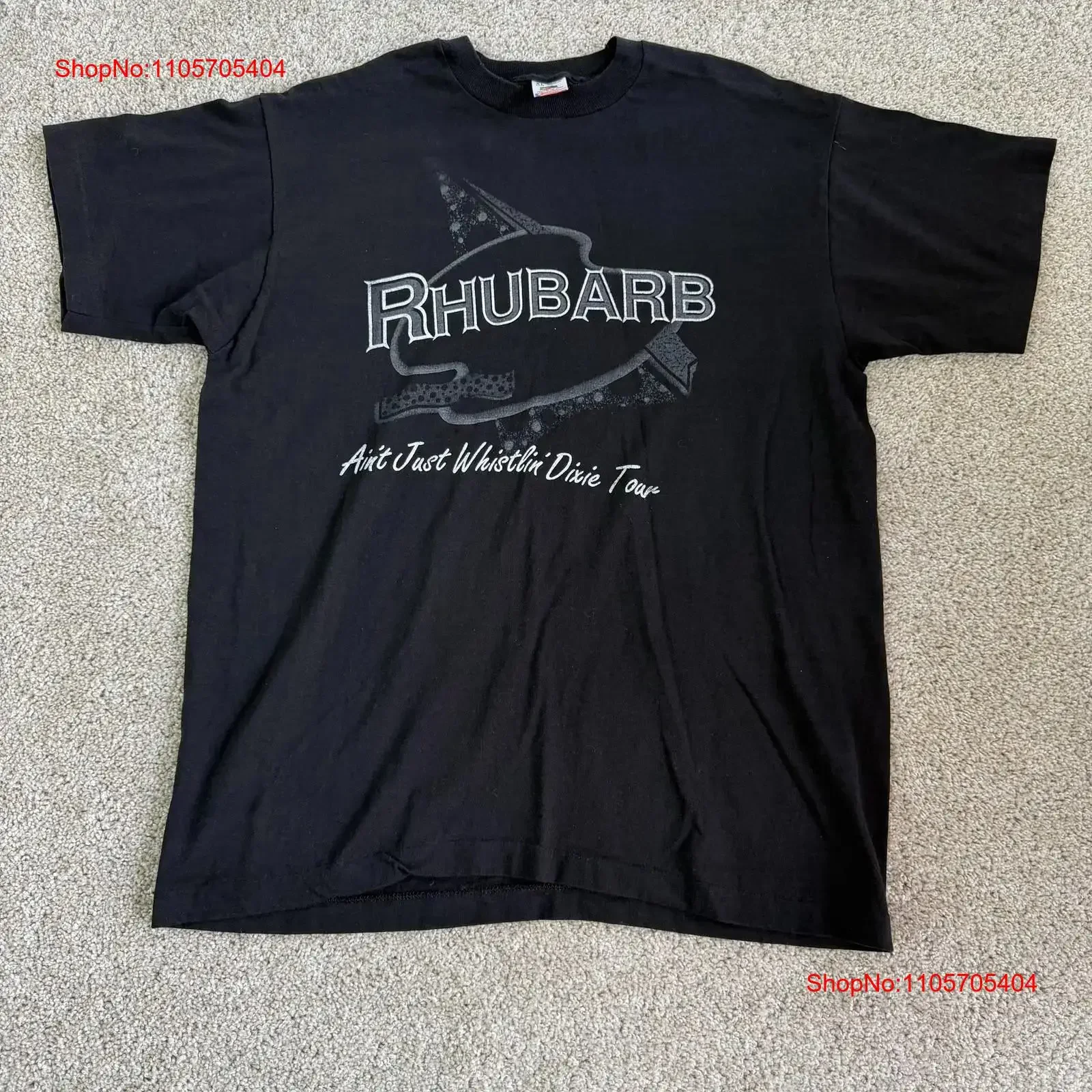 Vintage Rhubarb Tour T Shirt Dixies Mens XL Black Ain't Just Whistlin' Dixie long or short sleeves vintage Washed graphic