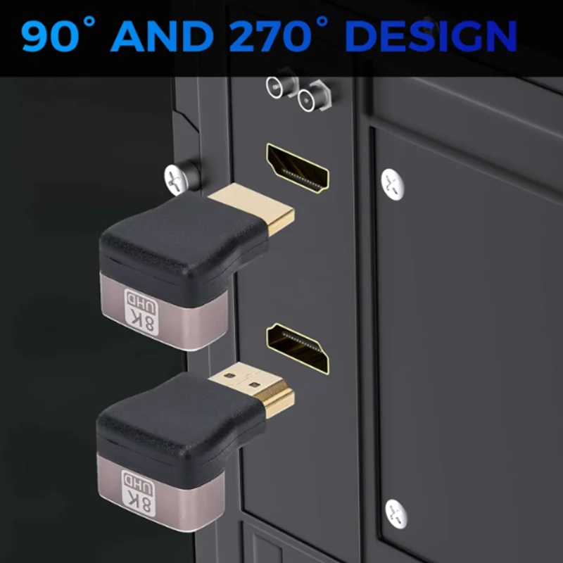 90 270 Degree Right Angle 2.1 8K 60Hz Male to Female Converter Micro Mini HDMI-compatible Cable Connector For TV Laptop