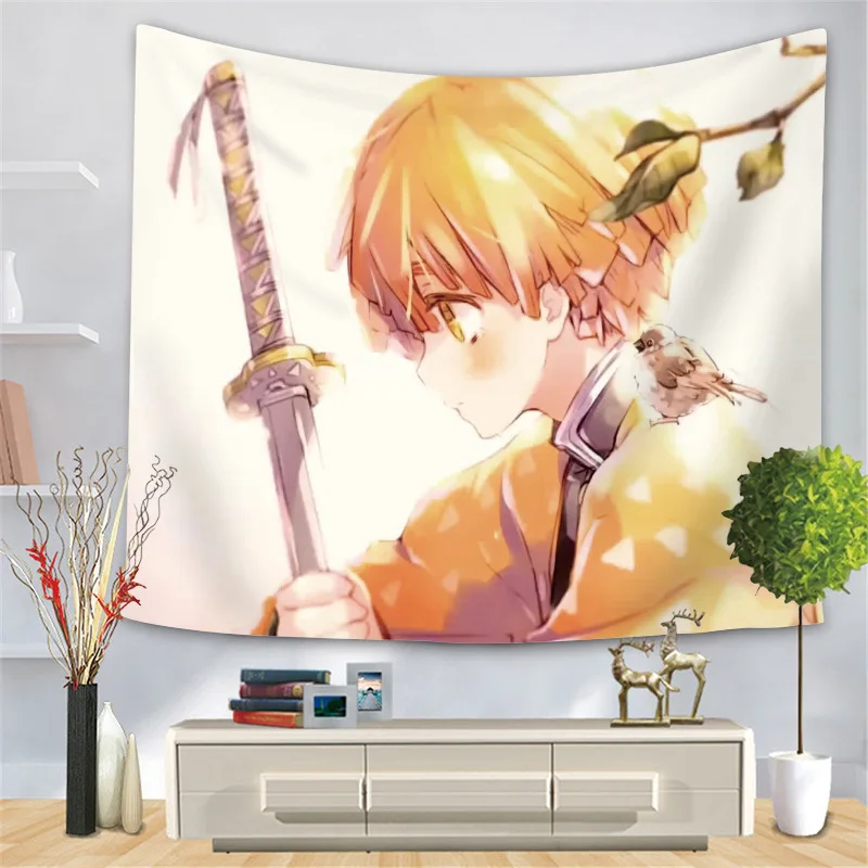 Anime Tapestry Cartoon Ghost Slayer Tapestry Digital Printed Wall Cloth Large Size Tapestry for Home Macrame Wall Hanging