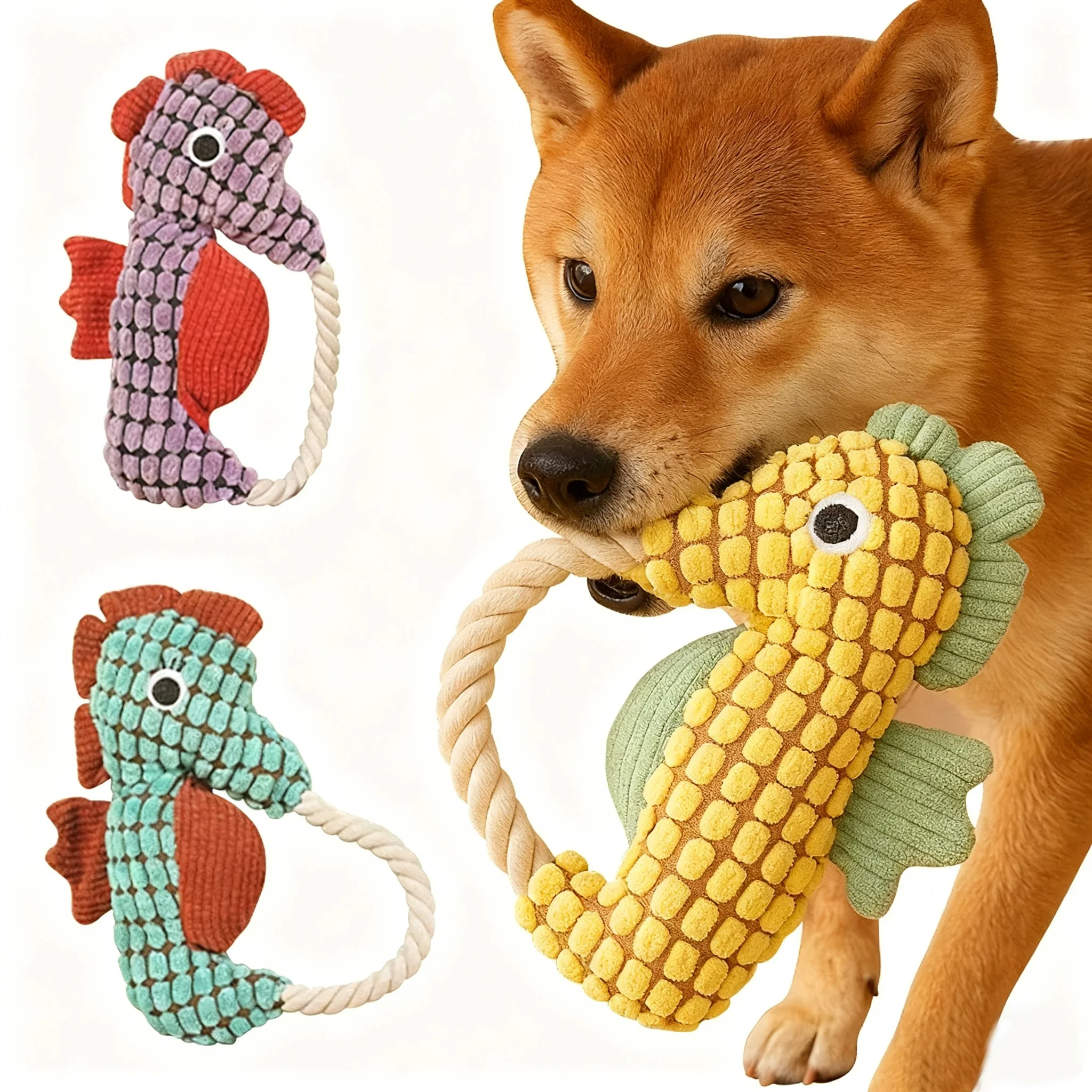 Plüschspielzeug für Hunde, interaktives Quietschspielzeug, bissfestes Spielzeug zum Zahnpflege für Welpen, lustiges Seepferdchen-Spielzeug für Haustiere, Hundezubehör